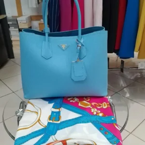 Blue Leather Designer Tote